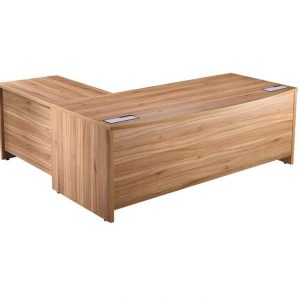 Executive Complete L Shape Bow Front Desk Walnut