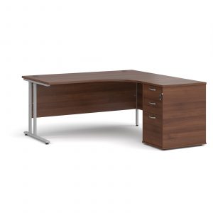 1M25 Radial Desk & Pedestal Set Walnut