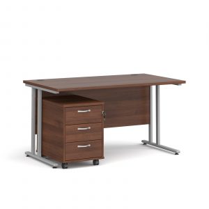 1M25 Desk & Pedestal Set Walnut