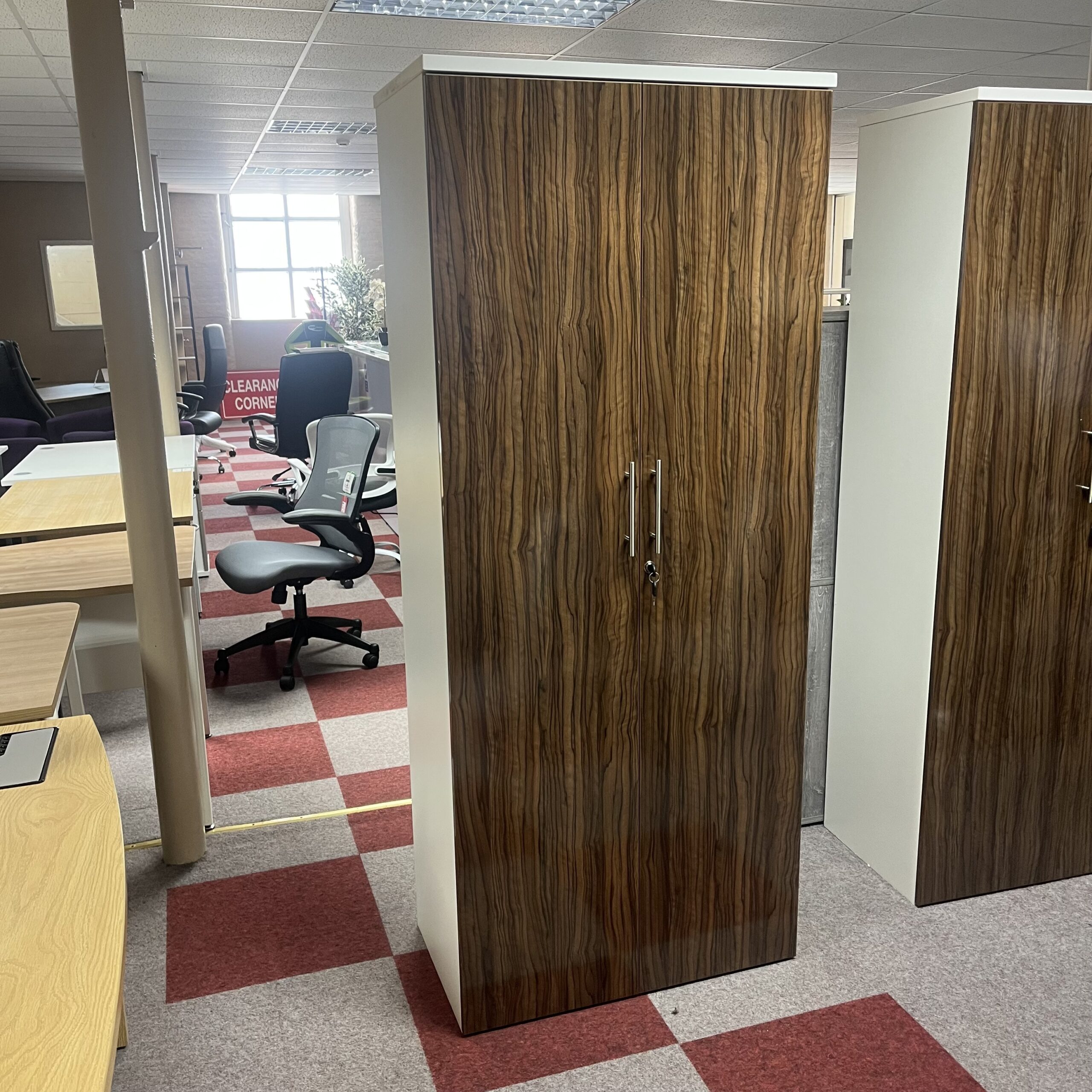 1.9M Wooden Storage Cupboard - Walnut/White
