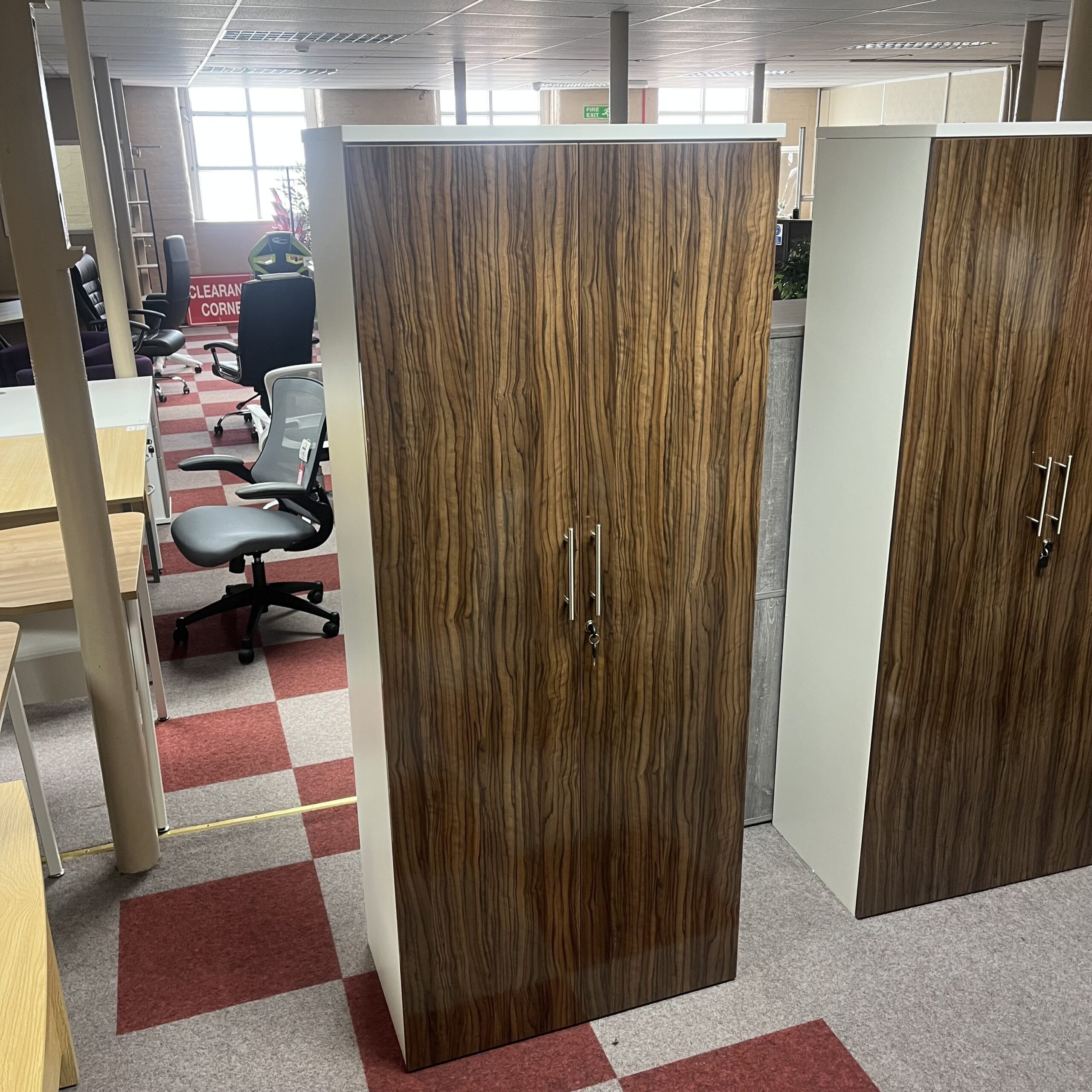 1.9M Wooden Storage Cupboard - Walnut/White - Image 2