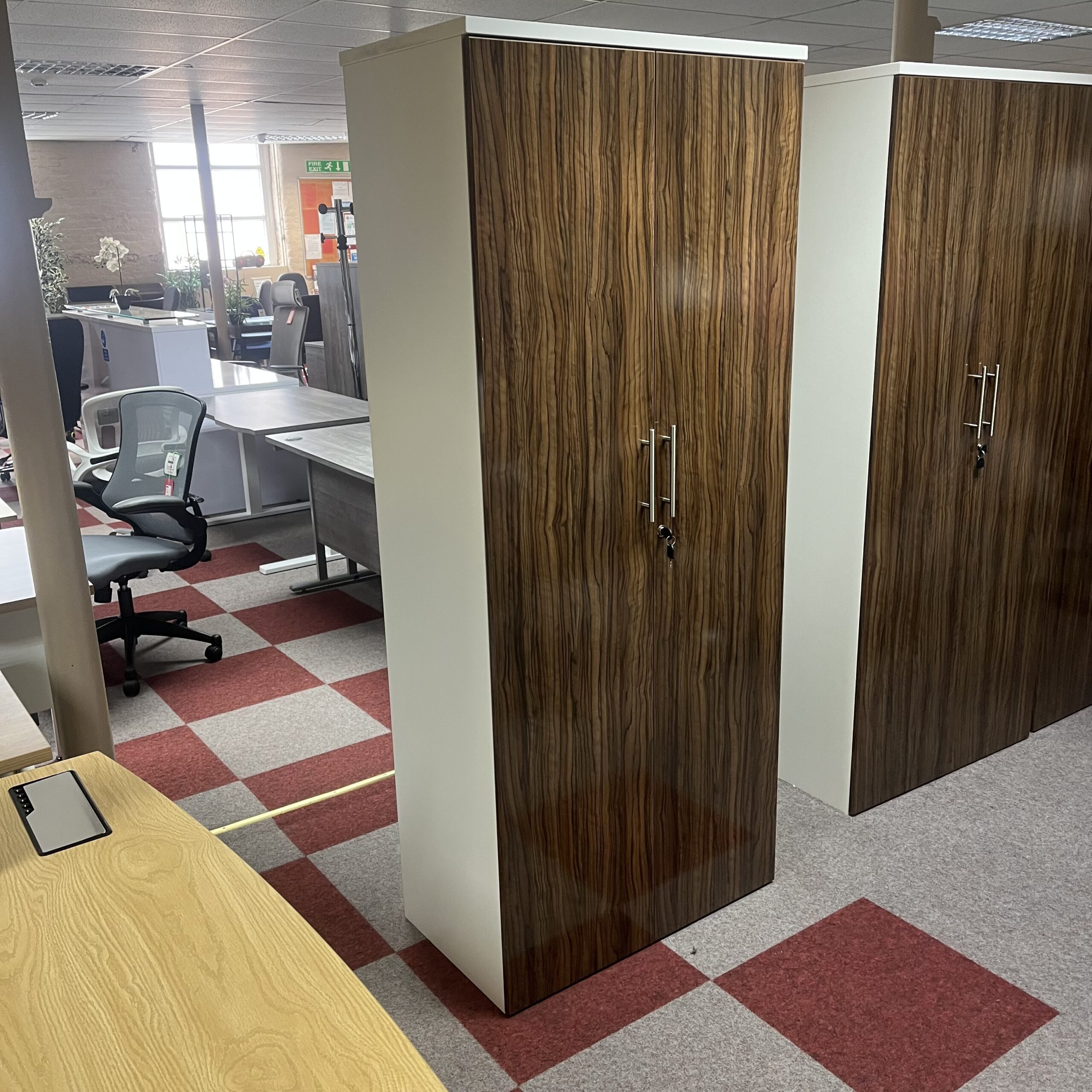 1.9M Wooden Storage Cupboard - Walnut/White - Image 3