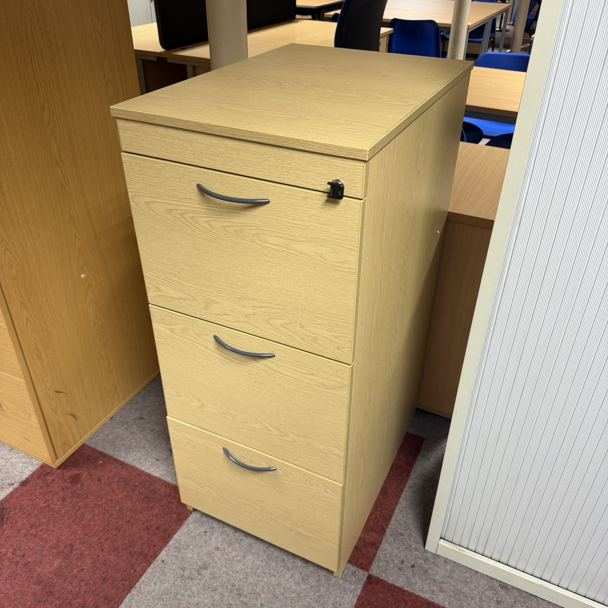 3 Drawer Wooden Filing Cabinet - Oak