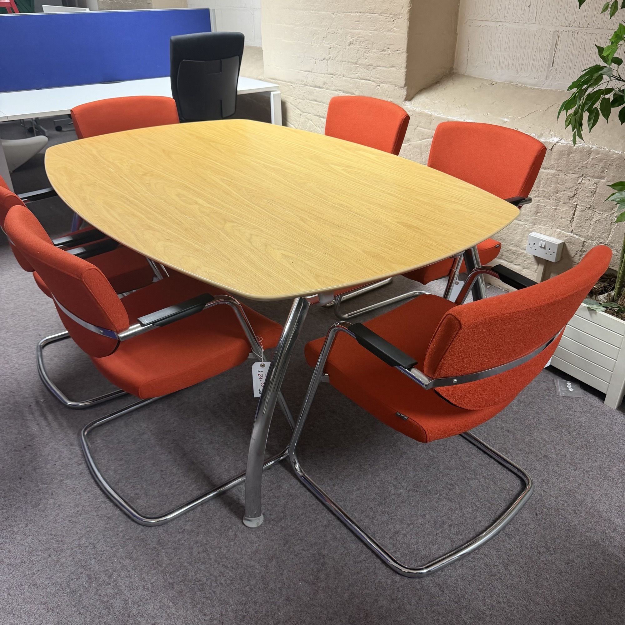 Boat Shaped Boardroom Table 1800mm - Oak