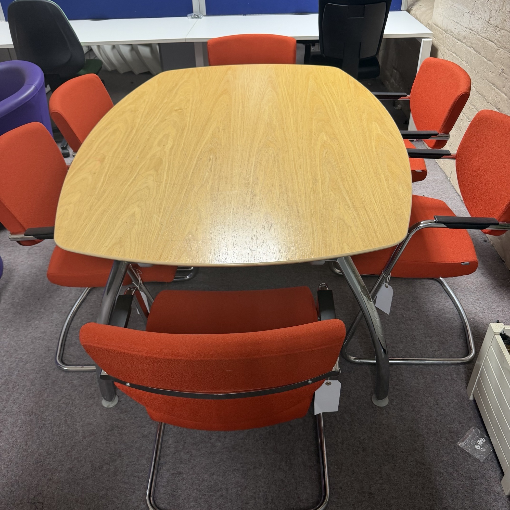 Boat Shaped Boardroom Table 1800mm - Oak - Image 2