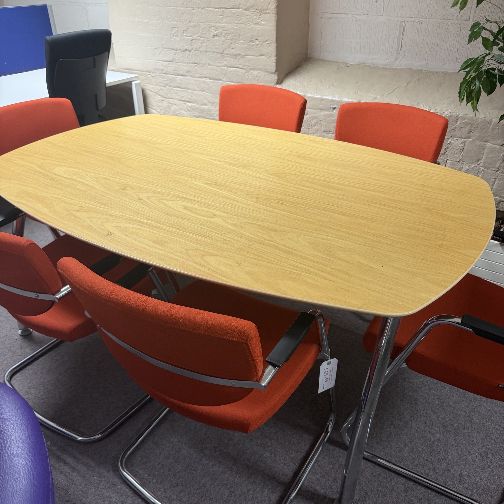 Boat Shaped Boardroom Table 1800mm - Oak - Image 3