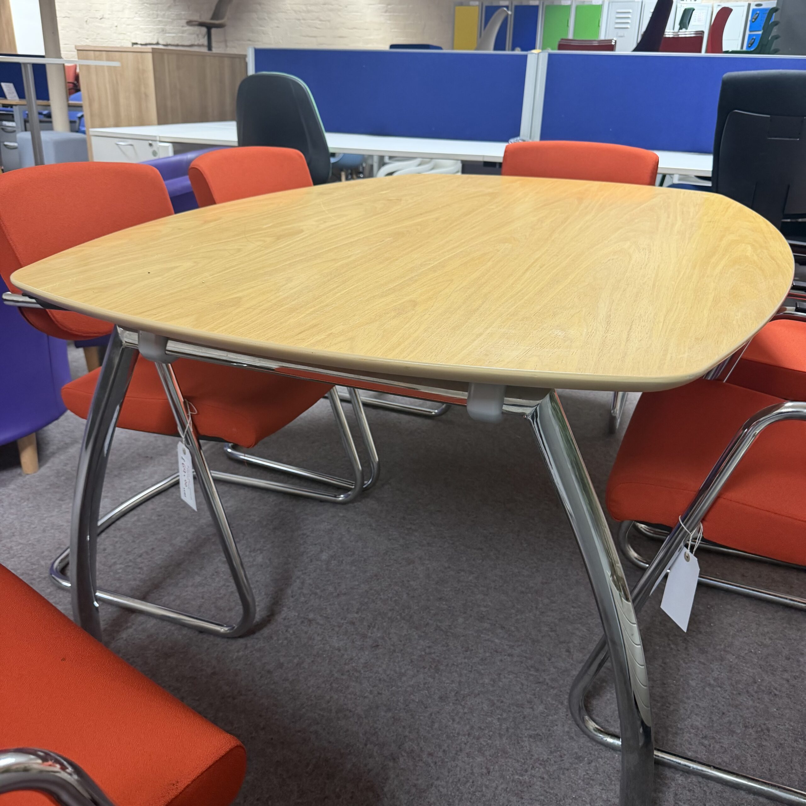 Boat Shaped Boardroom Table 1800mm - Oak - Image 4