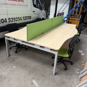 4 Person Bench Desk Bundle with Chairs, Pedestals & Screens