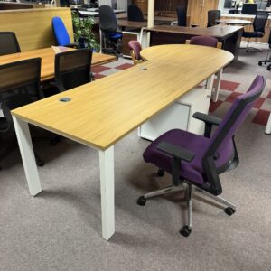 *Conference End Desk with Mobile Pedestal - Oak